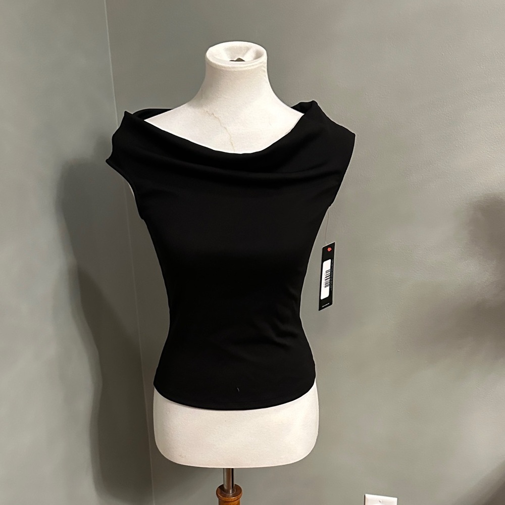 Elegant Black Women's Cowl Neck Blouse